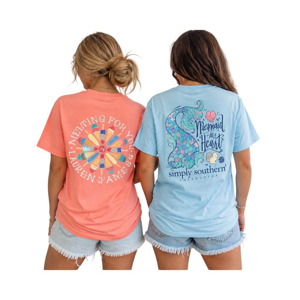 Simply Southern & Lauren James Women's Graphic Pocket Tee Bundle XL Cotton